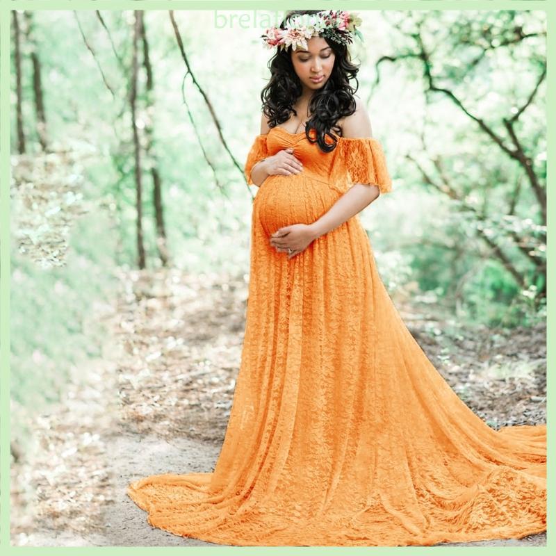 R Lindo Vestido Maternidade Pós-Parto Para Enfeite Renda Altura Do Chão