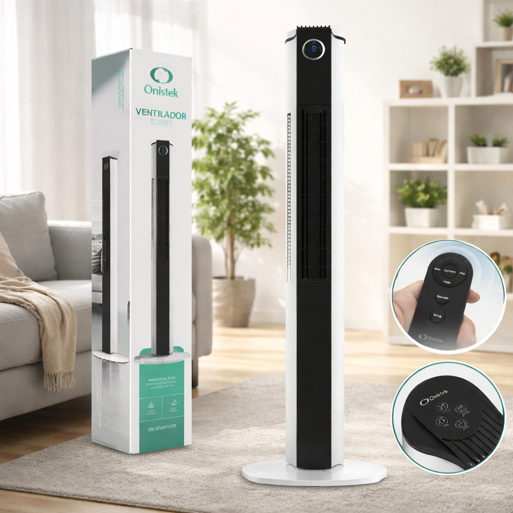 Ventilador Coluna Torre Com Controle Remoto 3 Velocidades Timer Swing 80W ON-VT601