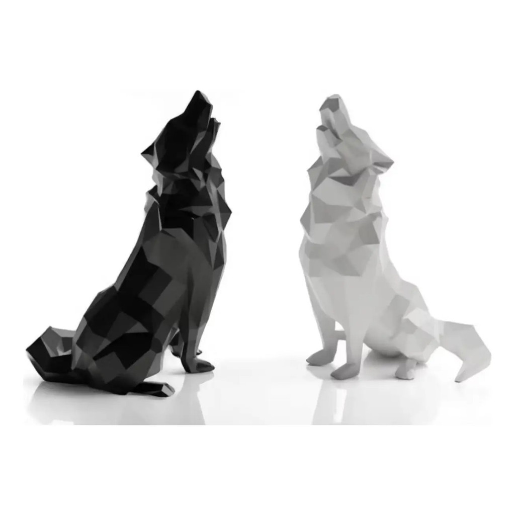 Lobo Enfeite Low Poly Impressão 3d Decoração Casa Pla