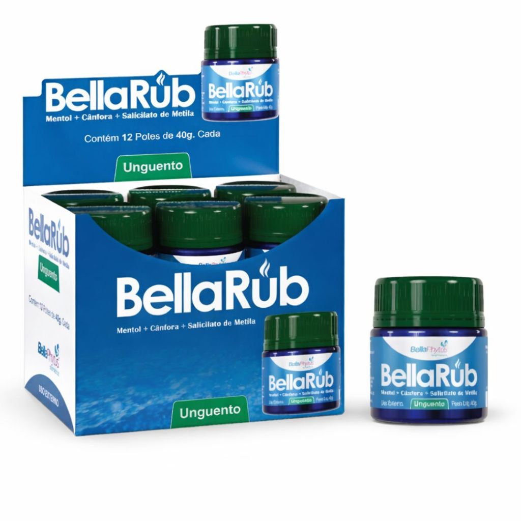 12 Unidades Bella Rub Mentol 40g Cânfora Salicitato de metila Refrescância Gripe - bellaphytus