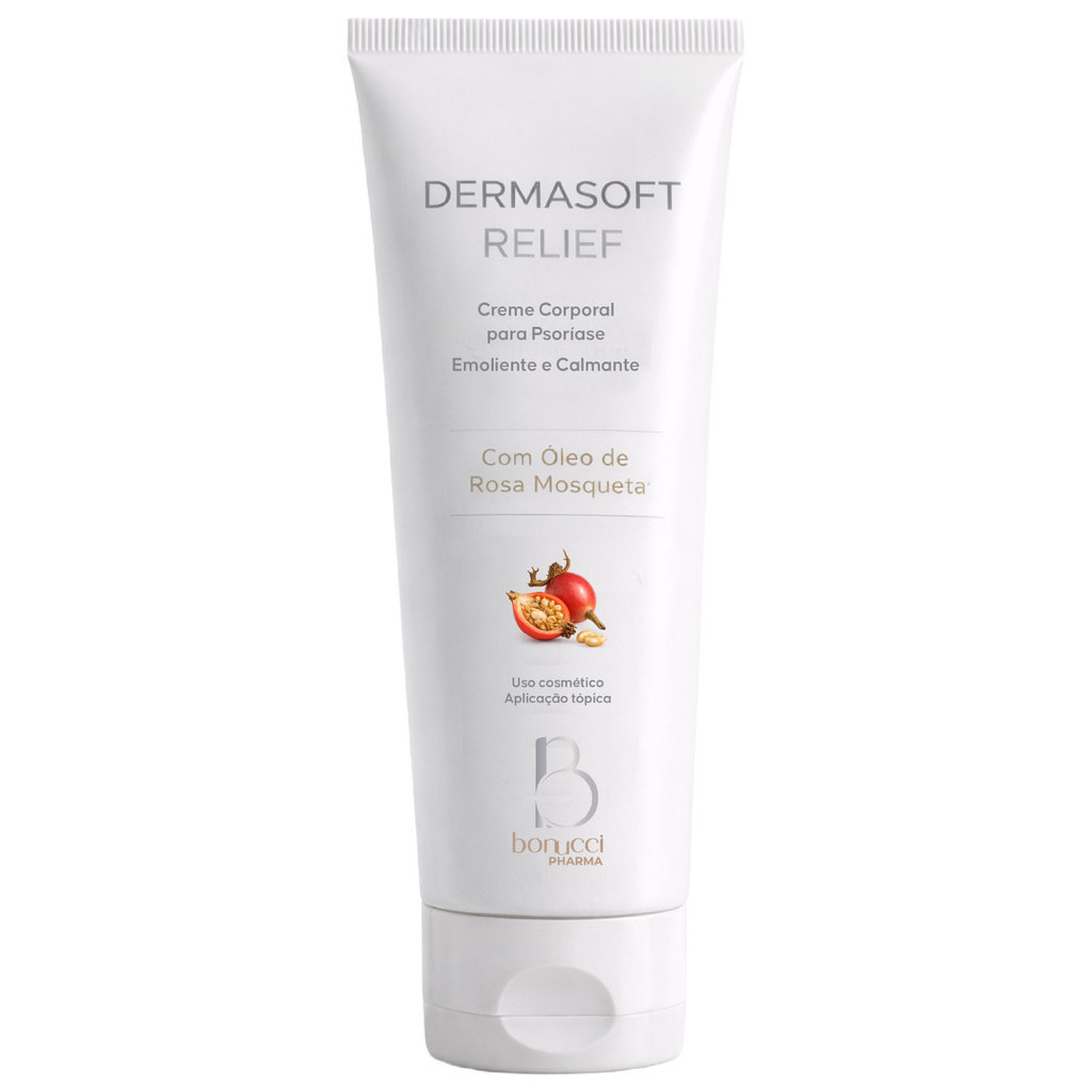 DERMASOFT RELIEF CREME CORPORAL 120ML ALTA HIDRATAÇÃO ROSA MOSQUETA MANTEIGA DE KARITE E OLEOS ESSEN