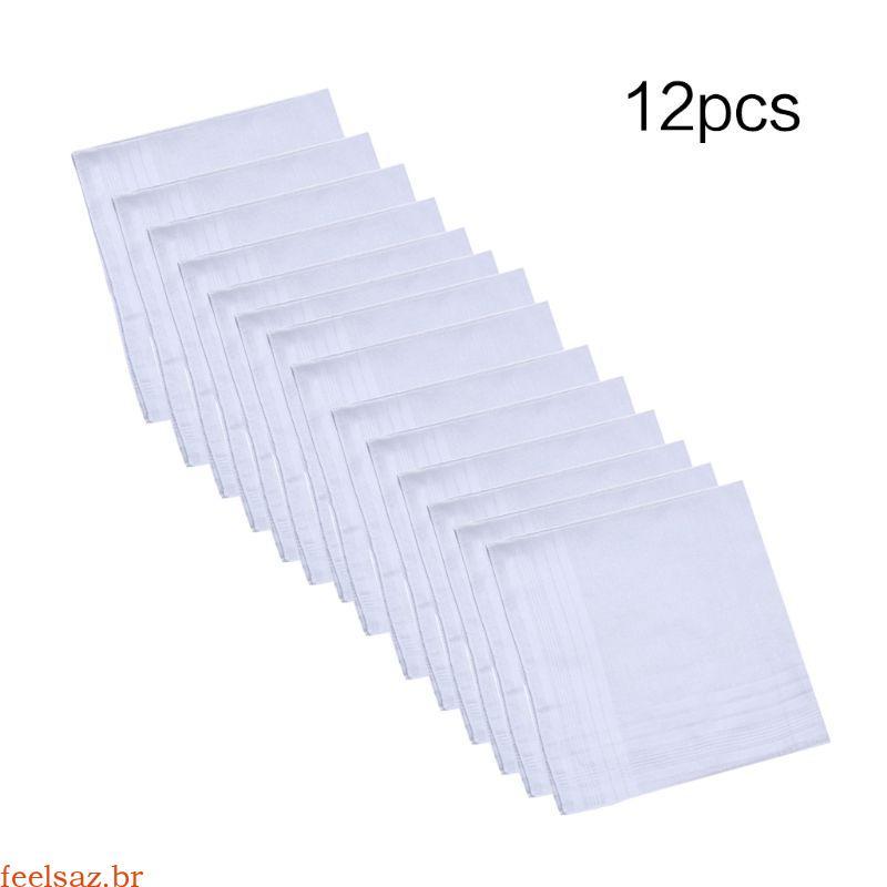 feelsaz 12 Peças 40x40cm Lenços De Algodão Masculinos E Femininos Puros Jacquard Listrado Bolso Toalha Quadrada Pintura 