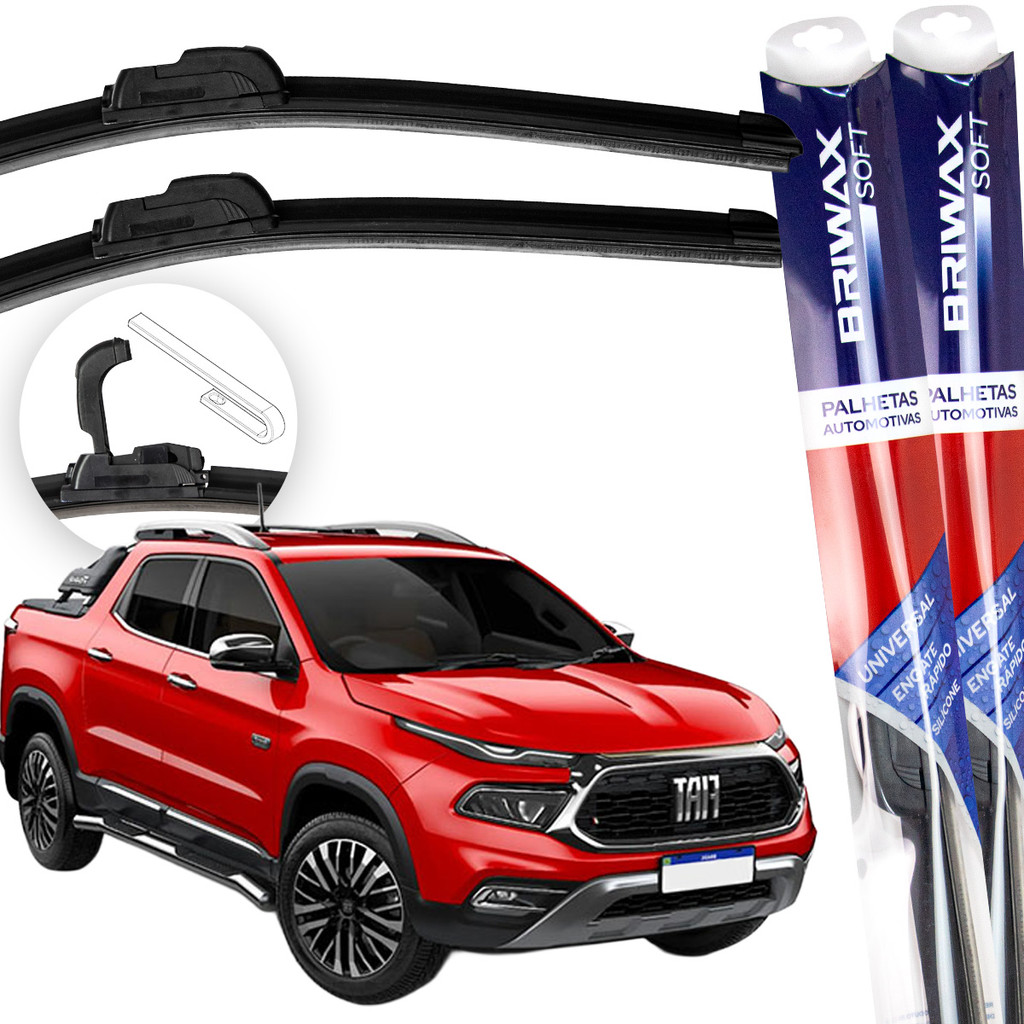 Jogo Palhetas Limpador Parabrisa Fiat Toro 2016 A 2024 Gancho Universal