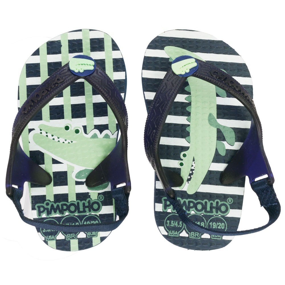 Chinelo Sandália Pimpolho Praiana Bebê Infantil com Elástico Menino Jacaré Tamanho 17 18 19 20 21 22 23 Verde e Preto