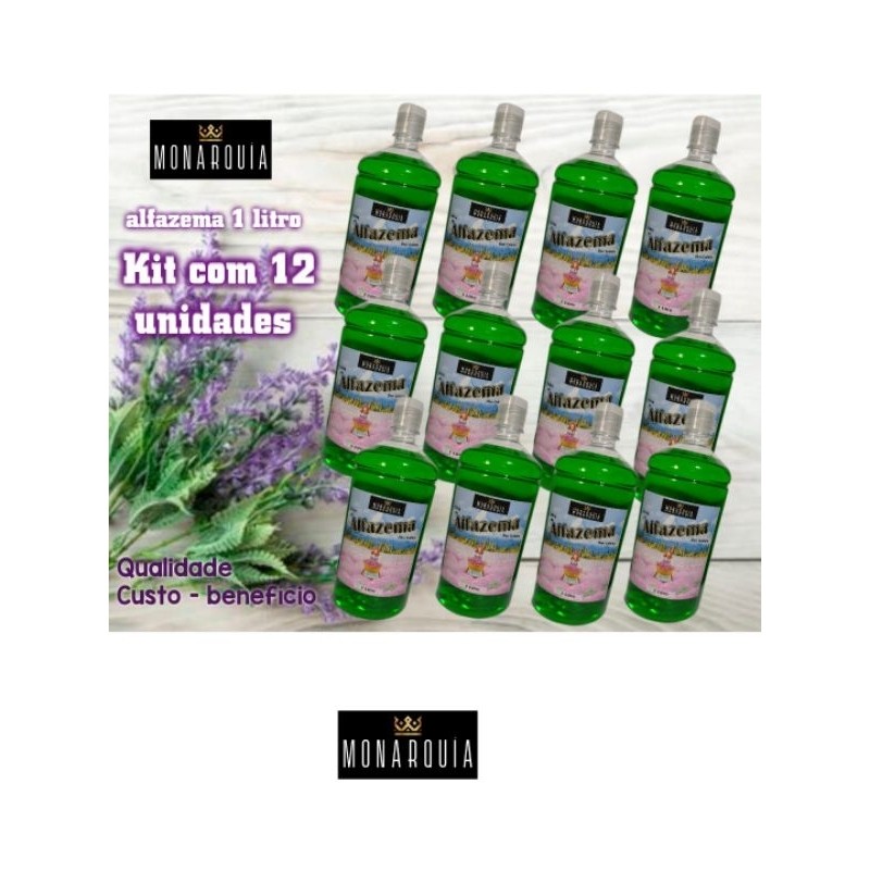 KIT 12 UNIDADES - DEO COLÔNIA ALFAZEMA 1 LITRO