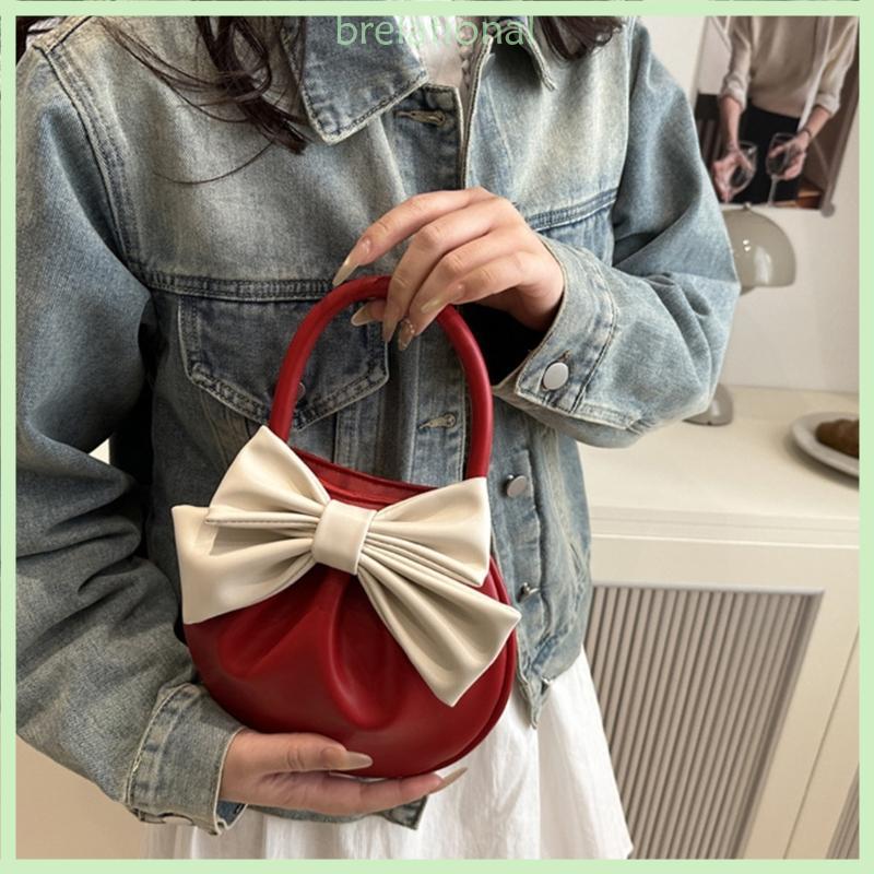 R Bolsa Redonda Profissional Detalhes Laços, Alça PU, Noite Elegante Para, Aniversário, Natal