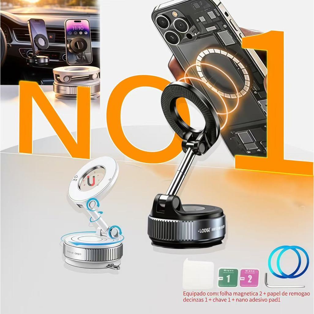360 °Suporte Magnético Forte Para Telefone Carro Design Dobrável  Vácuo Ajustável/Mesa/Uso Universal