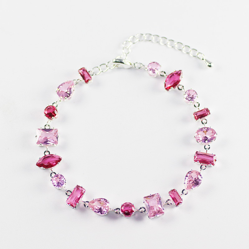 [Estoque pronto] Pulseira de doces de cristal de luxo leve feminina rosa vermelha elegante pulseira combinada Shijia pul