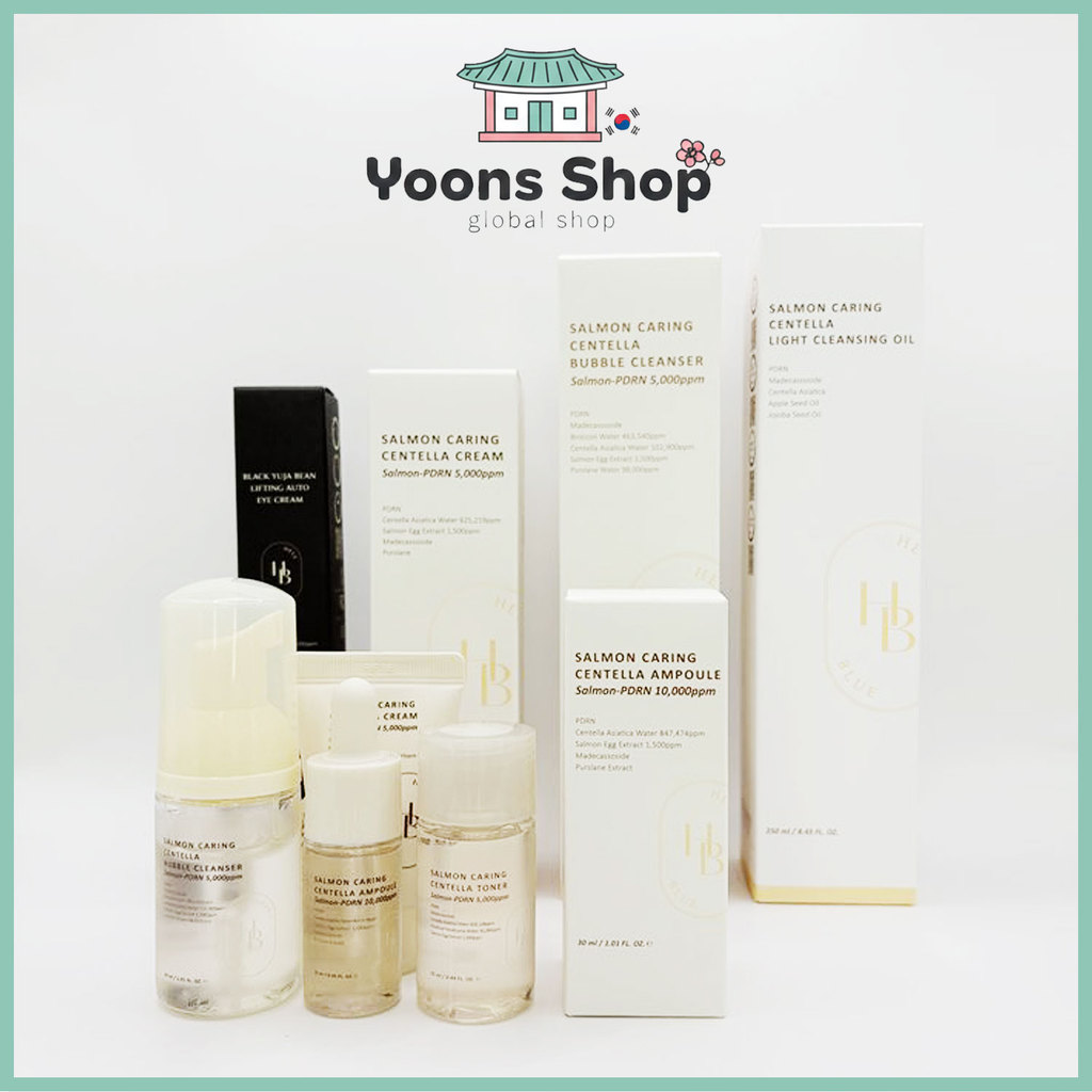 [Heve Blue] Limpador Centella de Cuidados com Salmão/Óleo de Limpeza/Toner/Ampola/Creme/Creme para os olhos