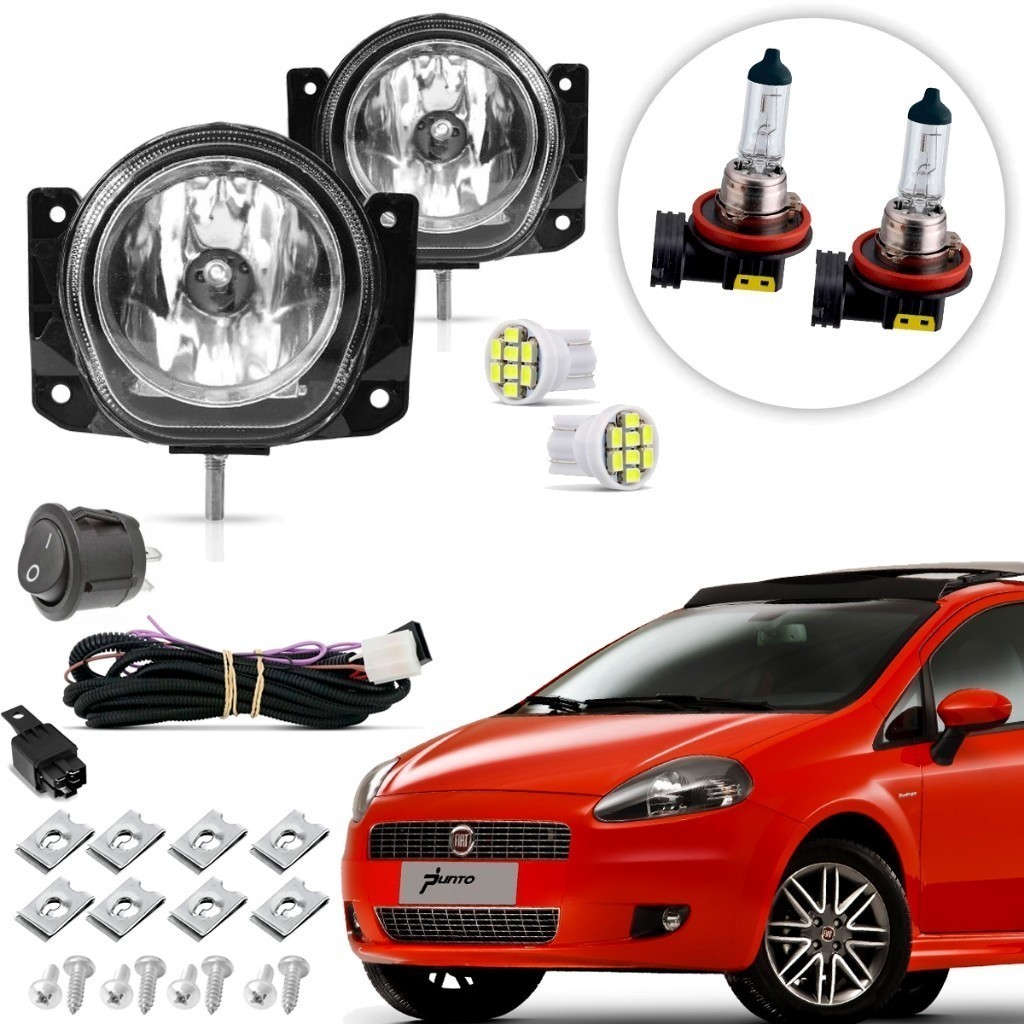 Kit de Farol de Milha Auxiliar Neblina Vidro Fiat Punto 2007 08 09 10 11 12 13 14 15 2016