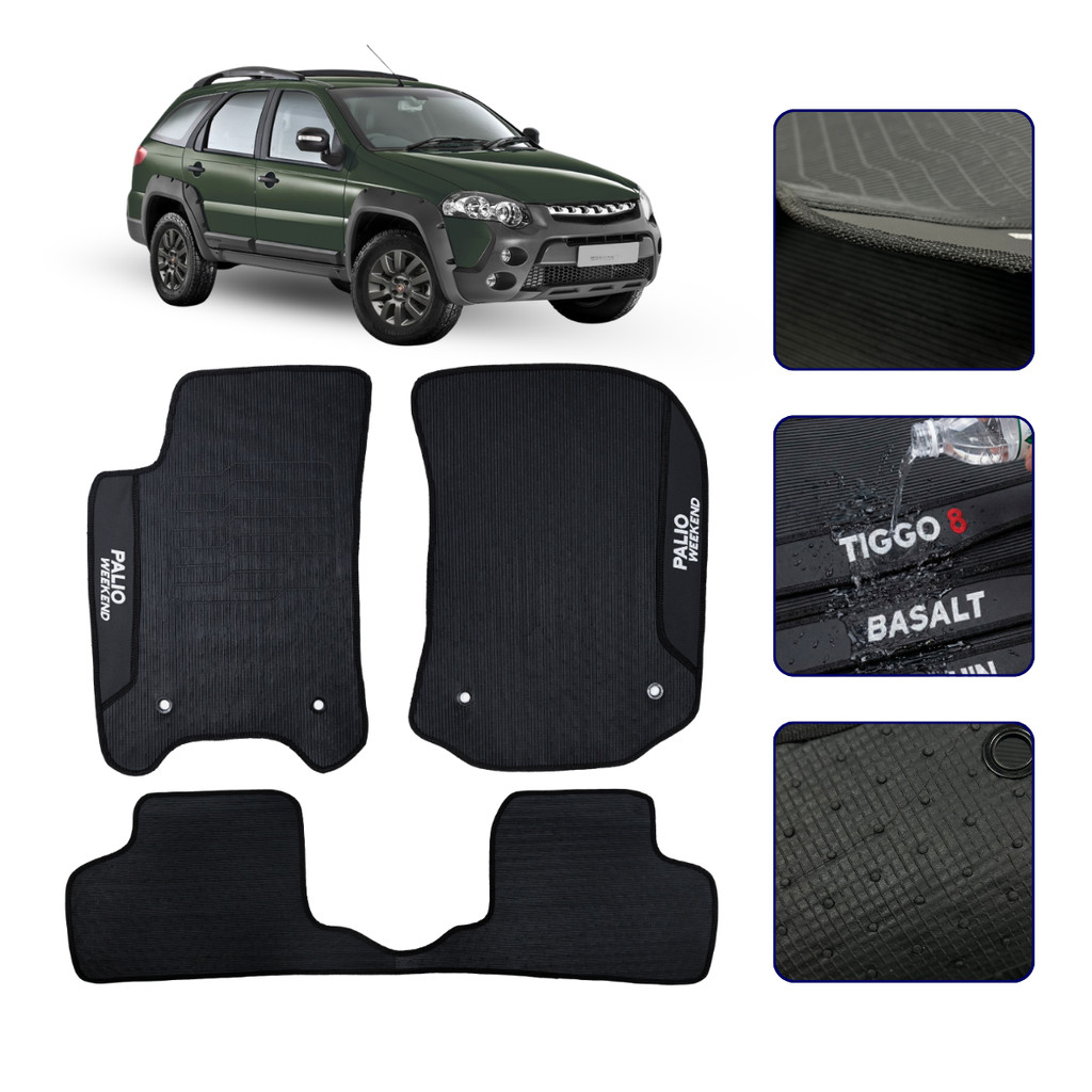 Jogo de Tapete Emborrachado para Palio Weekend 2012 2013 2014 Kit Premium Imperm