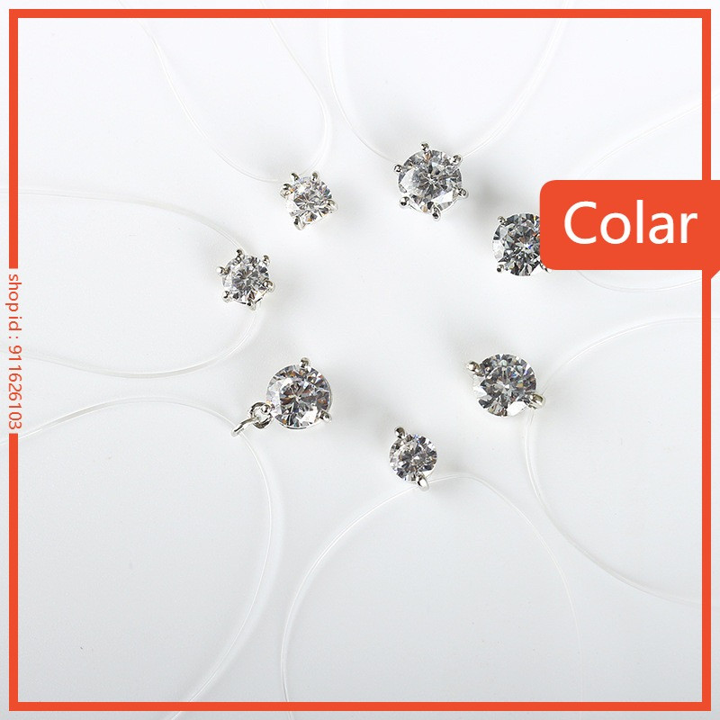 16 tiras/pacote Colar minimalista com pingente de zircão – corrente invisível