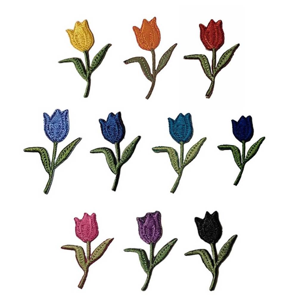 FLOR TULIPA CORES VIVAS PATCH APLIQUE TERMOCOLANTE 10 PÇ
