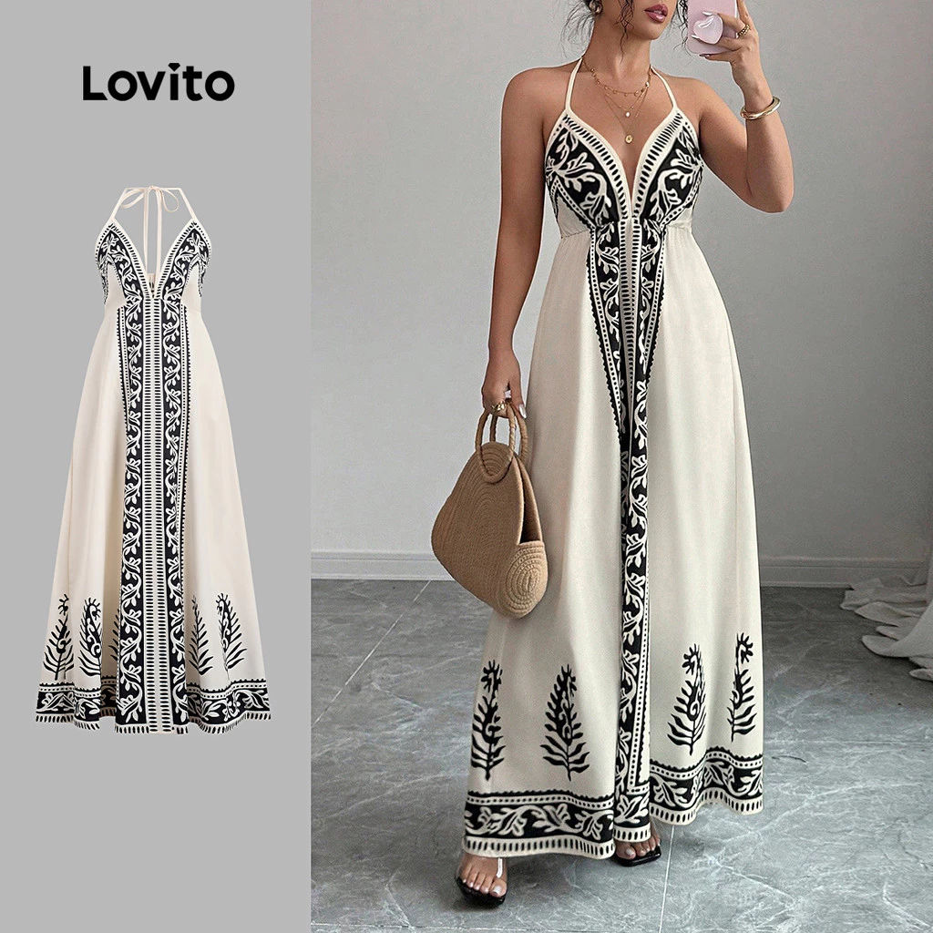 Vestido Feminino Lovito Férias Nacional Sem Costas Vestido Primavera/verão LK3LD389