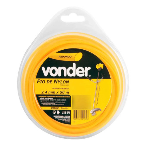 Rolo Fio de Nylon para Roçadeira 2,4mm x 50m Redondo Vonder