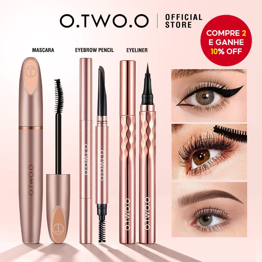 Conjunto De Maquiagem Para Olhos À Prova D'água O.TWO.O , 3 Peças – Rímel , Lápis De Sobrancelha E Caneta Delineadora De