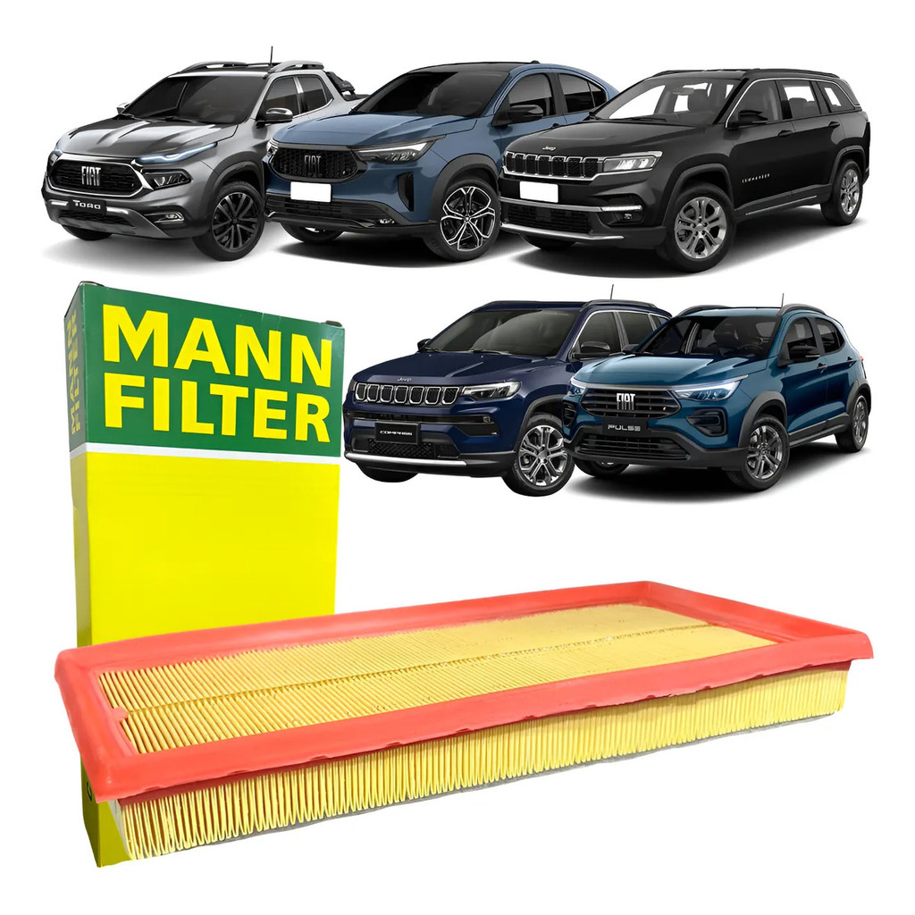 Filtro Ar 1.3 Turbo - T270 - Jeep Renega/ Compass / Commander - Fiat Toro / Pulse / Fastback (Mann-Filter