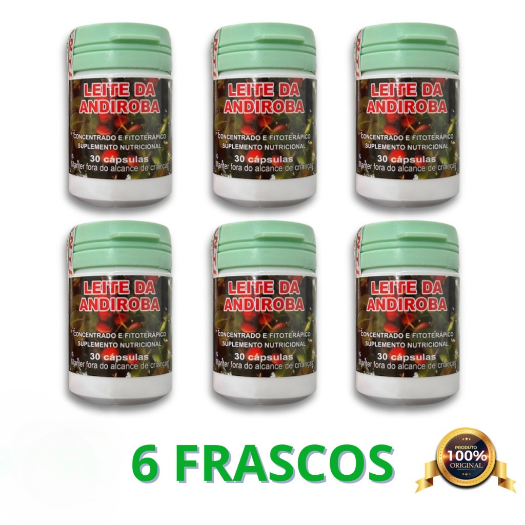 Kit com 6 Unidades Leite Da Andiroba Concentrado Suplemento Original 30 Cápsulas