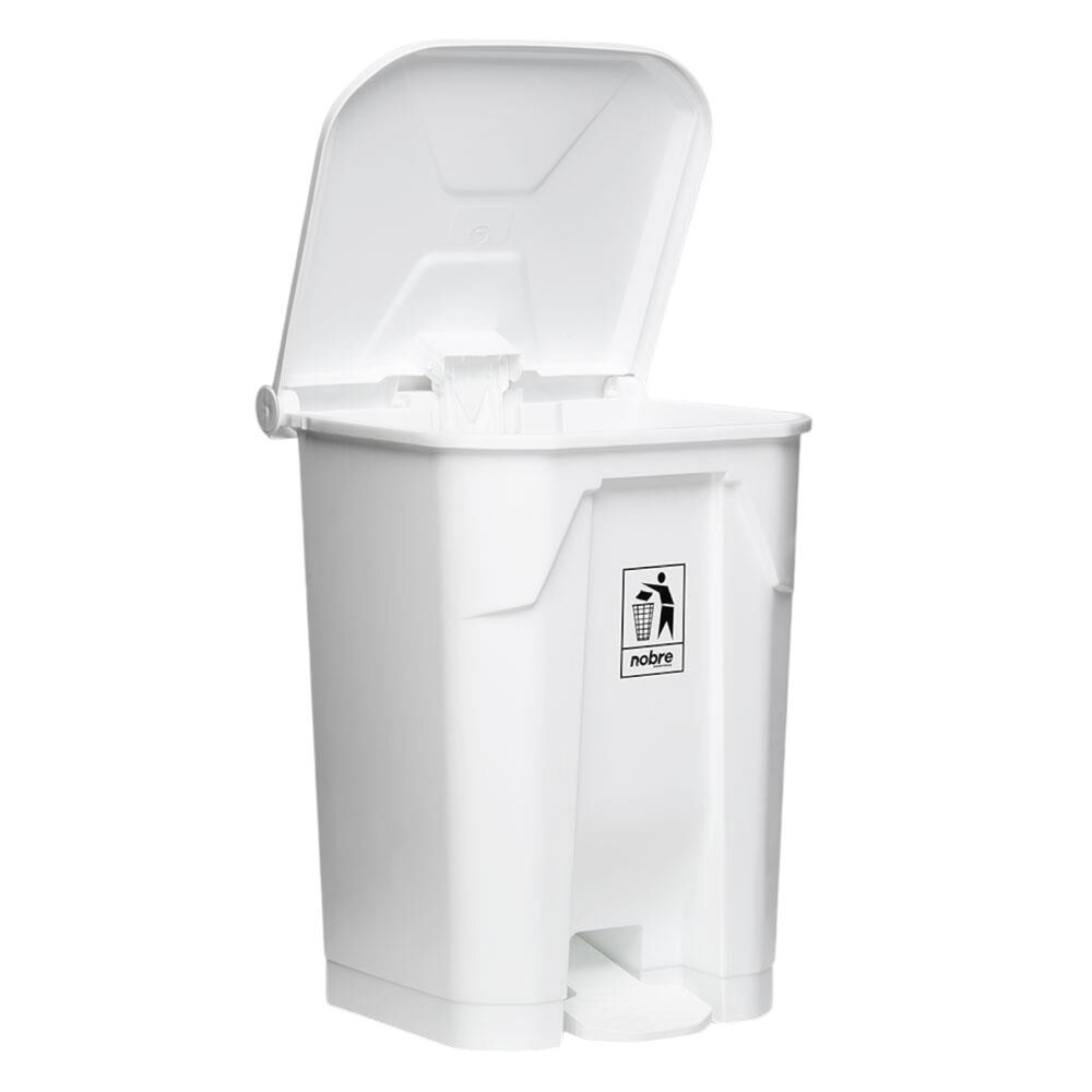 Lixeira Plástica 50L com Pedal Branca Grande Cozinha Área Externa Nobre Coleta Seletiva