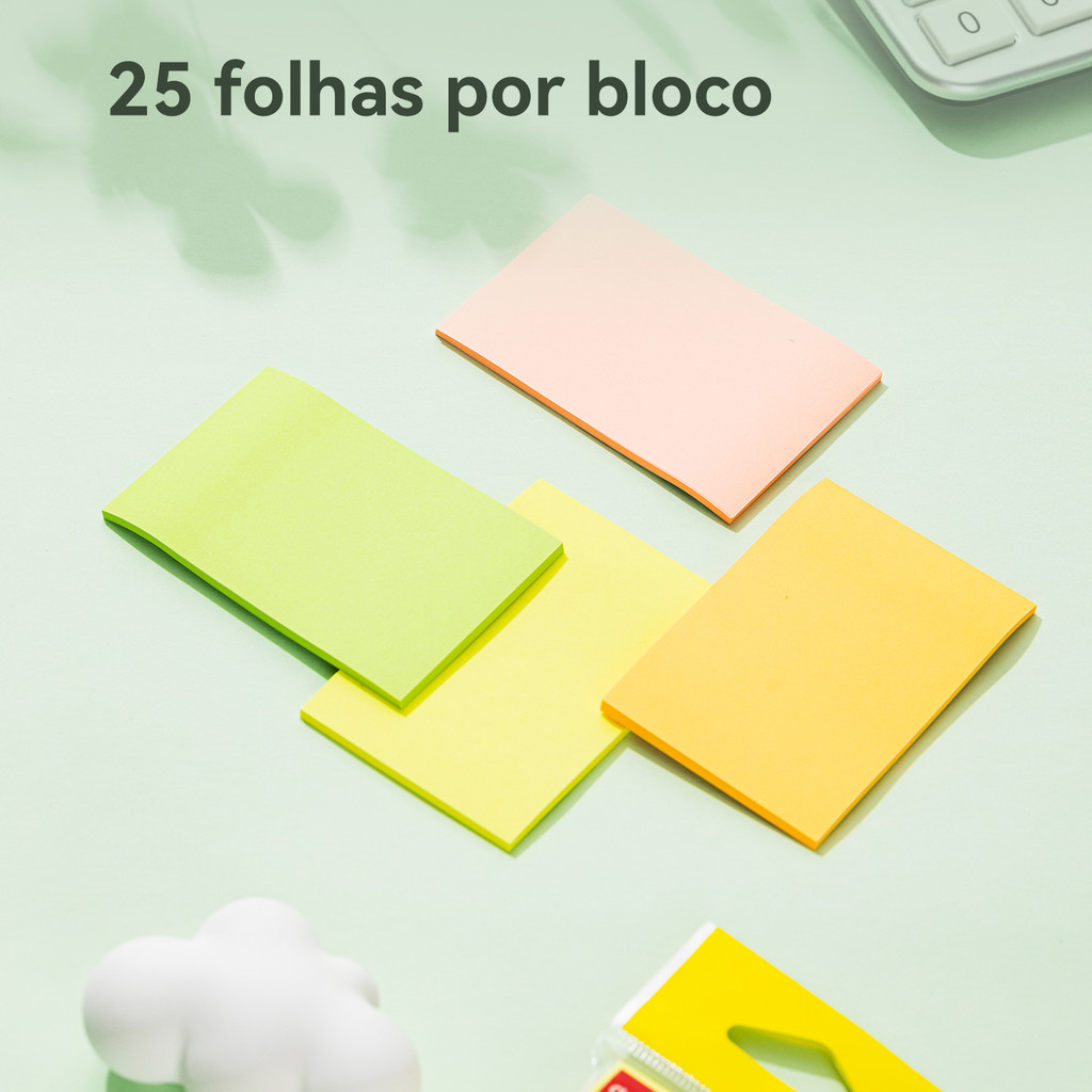 Kit 3 Bloco Adesivo Deli 76x51mm com 4 Cores Neon e 100 Folhas · foto 2