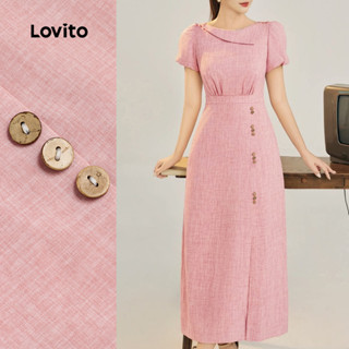 Lovito Vestido Casual Vestido Assimétrico com Botão Primavera/verão Rosa para Mulheres L165ED1474 em Oferta na Shopee