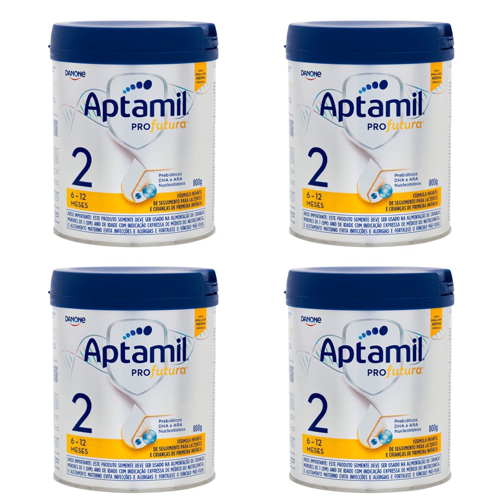 Kit com 4 Fórmula Infantil Aptamil Profutura 2 800g em Oferta na Shopee
