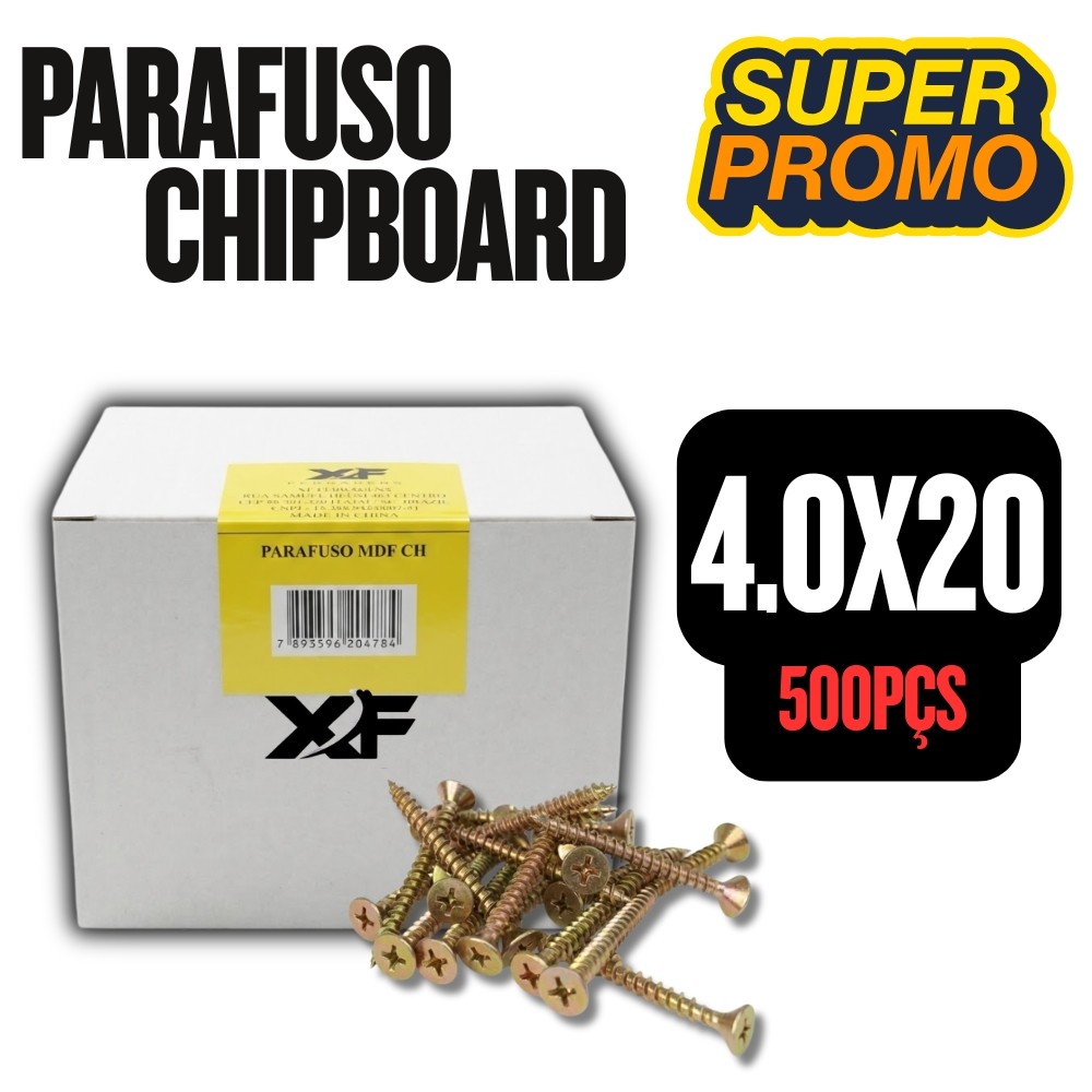 Kit 500 Parafusos Chipboard 4,0x20mm Philips Madeira
