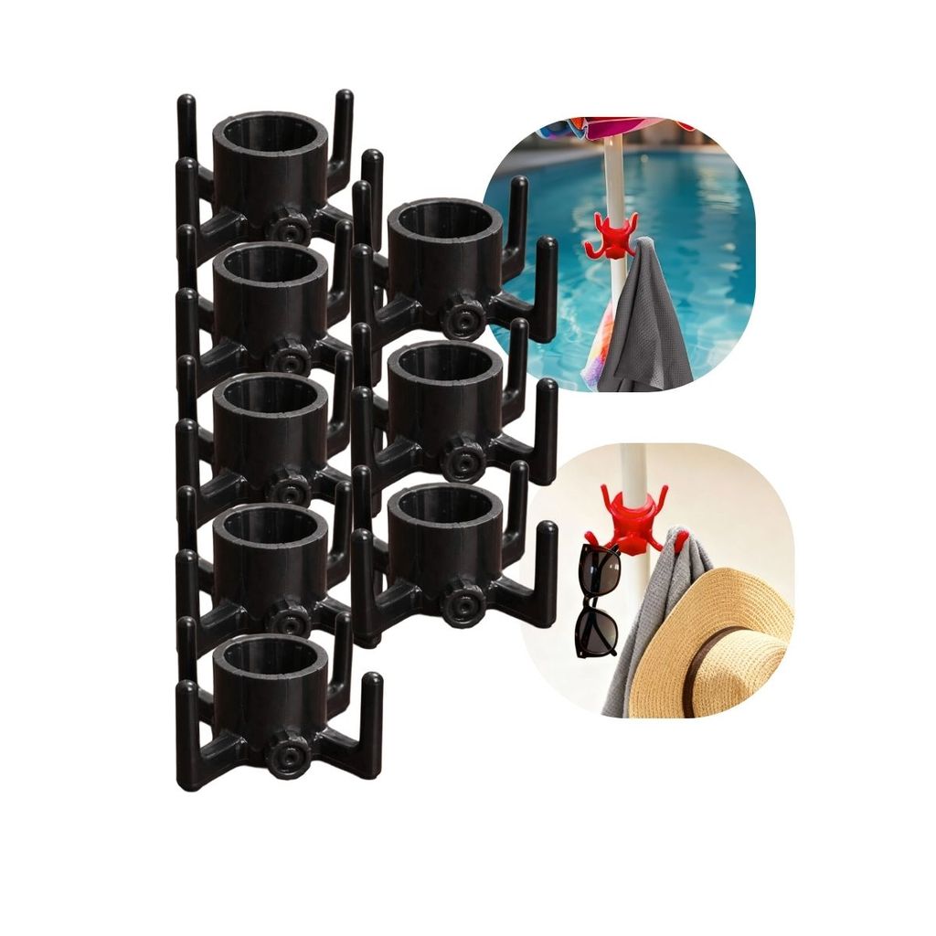 Kit 8 Gancho Para Guarda-Sol Universal Com 4 Ganchos Porta Toalha Bolsa Chapéu Praia Piscina