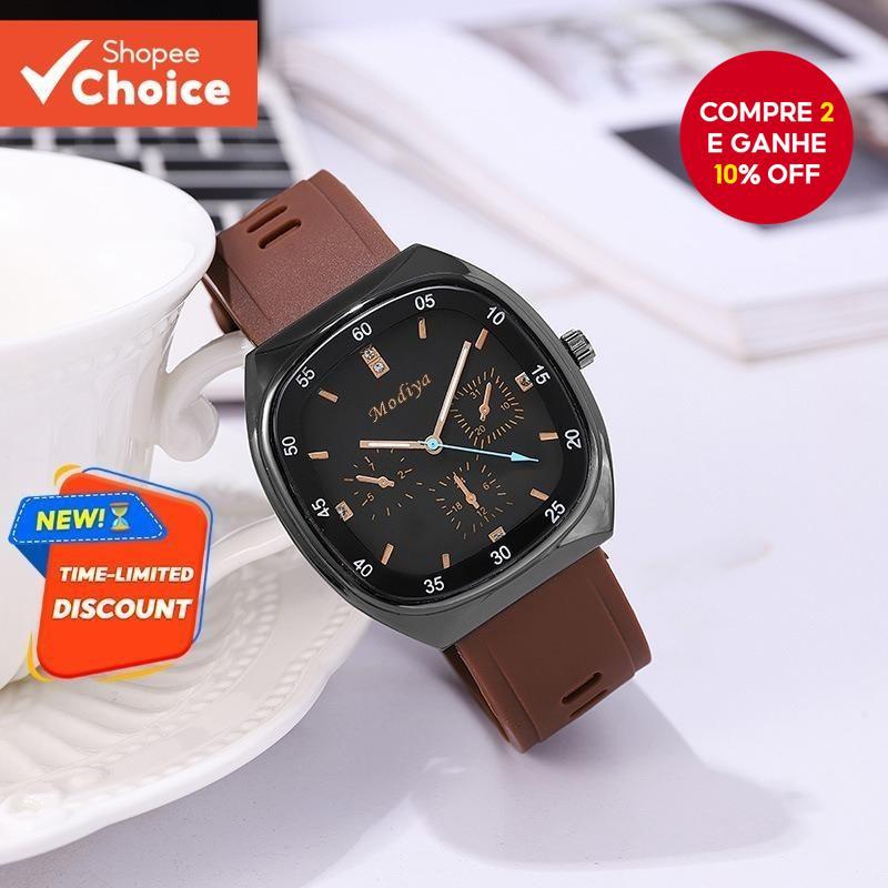 Rovga Relógio Quadrado Design Coreano Moda Unissex Quartzo Impermeável Soft Silicone Banda