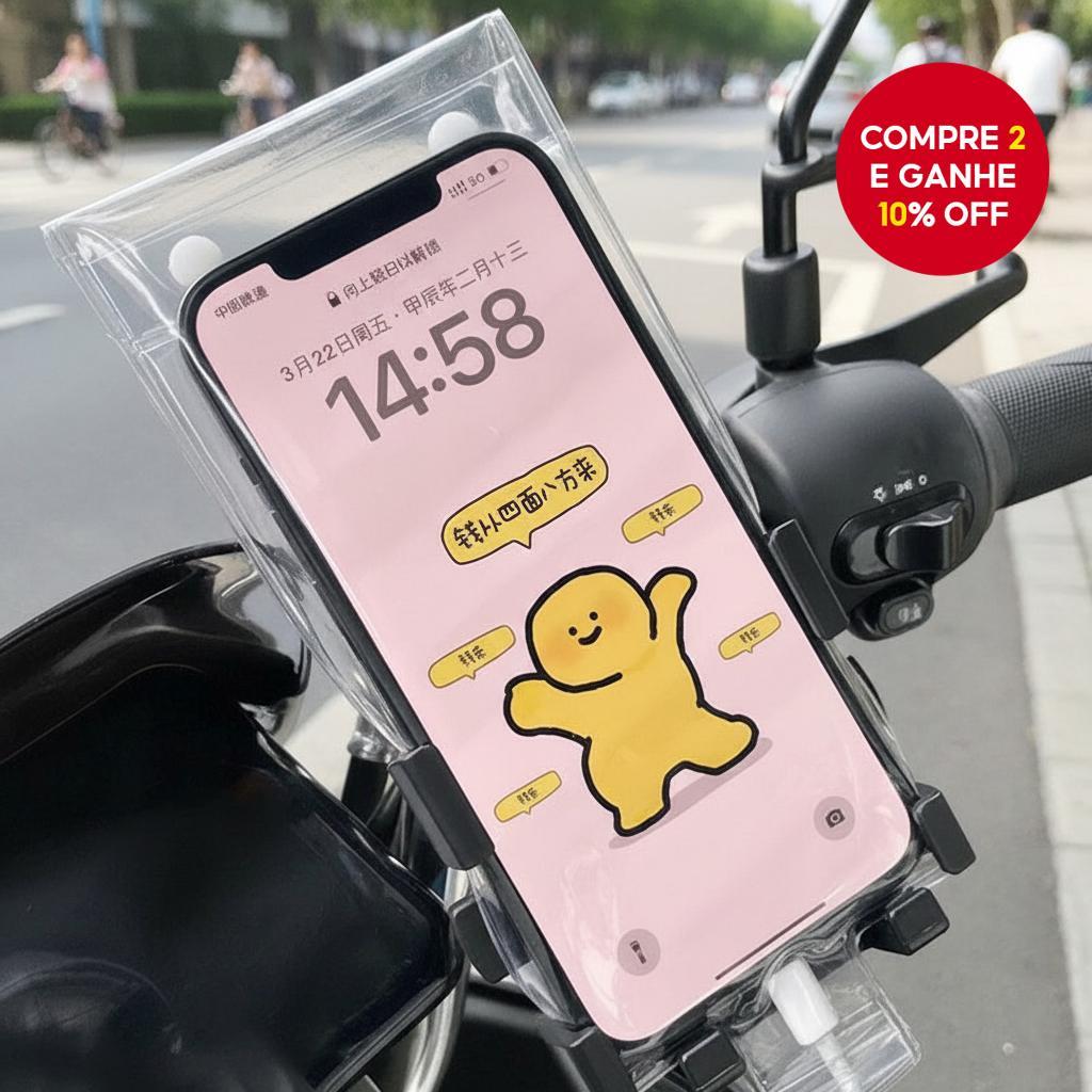  Capa de telefone para motocicleta à prova d'água com tela sensível ao toque e bateria recarregável para entregadores.
