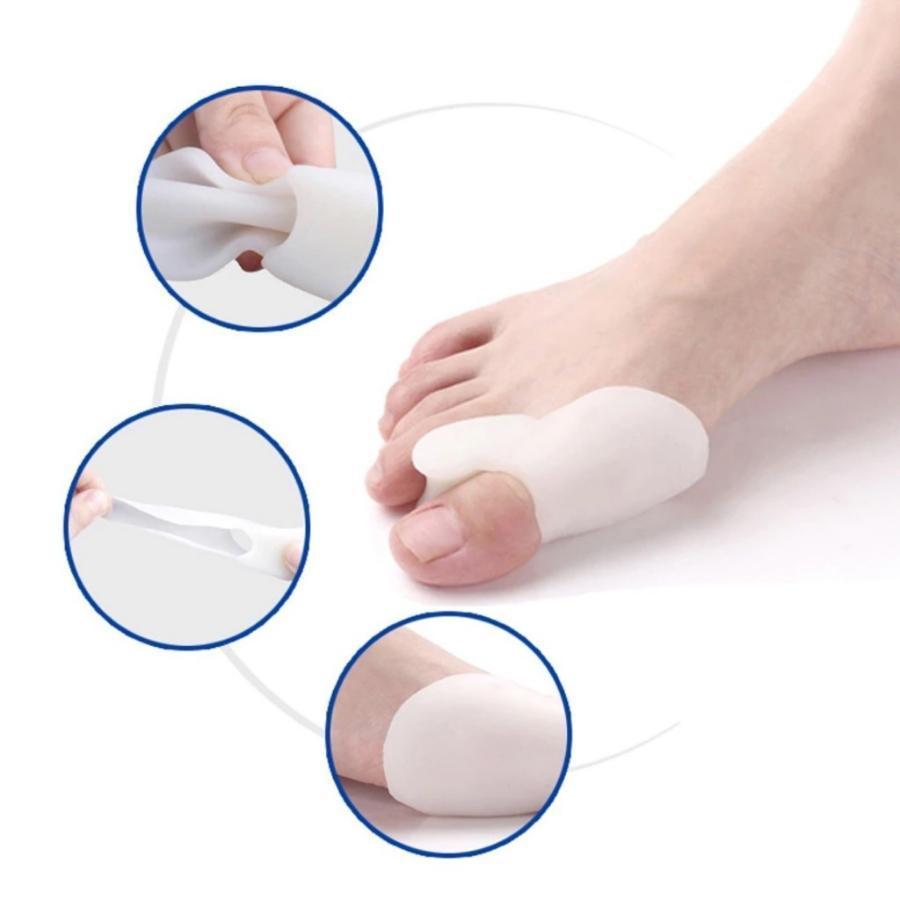 Protetor Corretor Para Pé Joanete Silicone Unissex Branco Tamanho Único 30g Macio e Confortável Lavável e Reutilizável