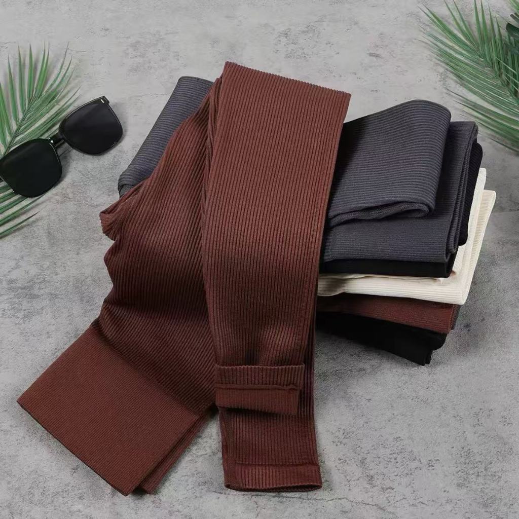 Academia Feminina Sem Costura Esportes  Elástica Fitness Canelado Calça em Oferta na Shopee