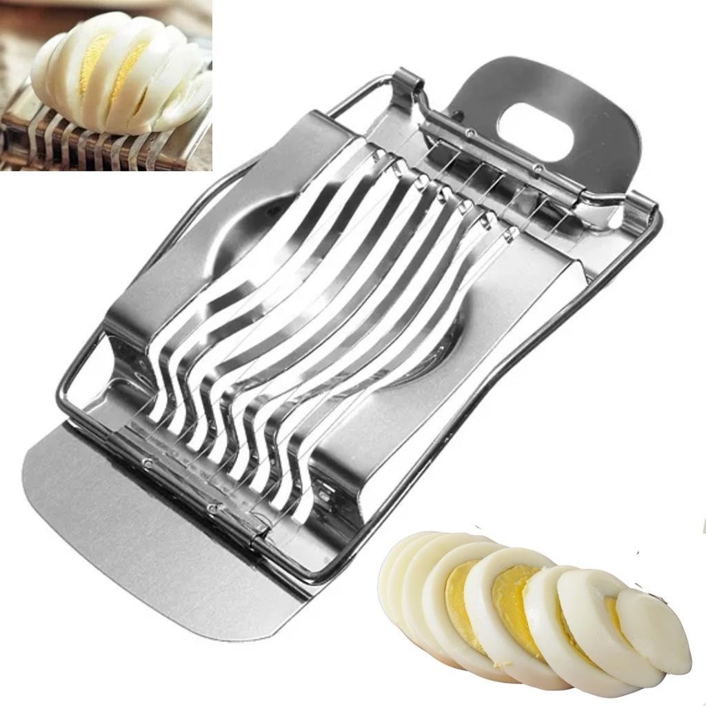 Fatiador Cortador Culinário de Ovo Cozido em Aço Inox Manual Prático Ideal para Cozinha Uso Diário