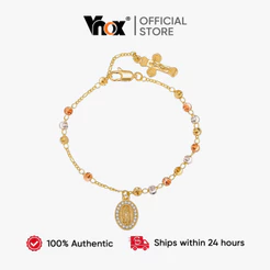 Vnox Rosário Virgem Maria Pulseira Para Mulheres , Contas De Oração Jóias Aço Inoxidável Cruz Acessórios Religião Mão Pr