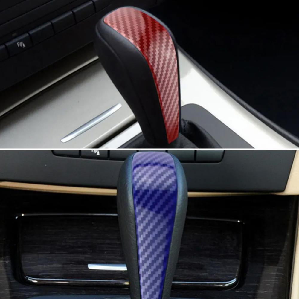 TKEY Botão De Mudança De Marcha Do Carro Adesivo Guarnição Fibra Carbono Decoração Capa Para BMW Série 3 E87 E90 E91 E92