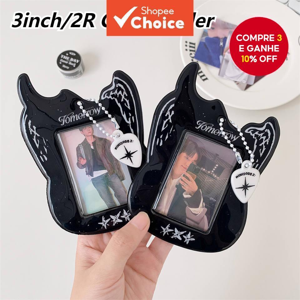 Porta-Cartões De Guitarra Preto De 3 Polegadas | Capa Protetora Para Cartão Fotográfico Kpop Com Corrente De Seleção