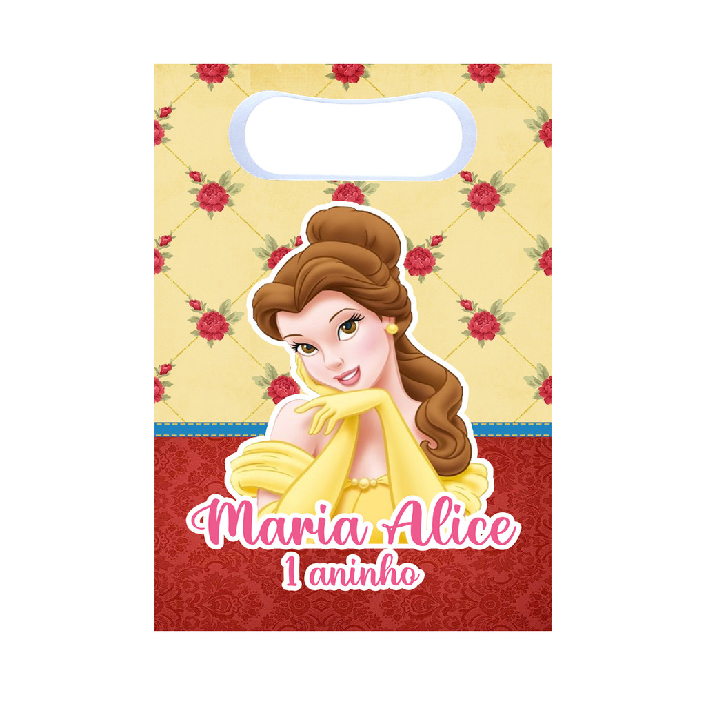 Sacolinhas Surpresa A Bela e a Fera Personalizada Lembrancinha para festa com nome e idade disney princesas