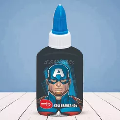 Cola Branca Capitão América - Vingadores - 40g - Disney Original - 1 unidade - Rizzo