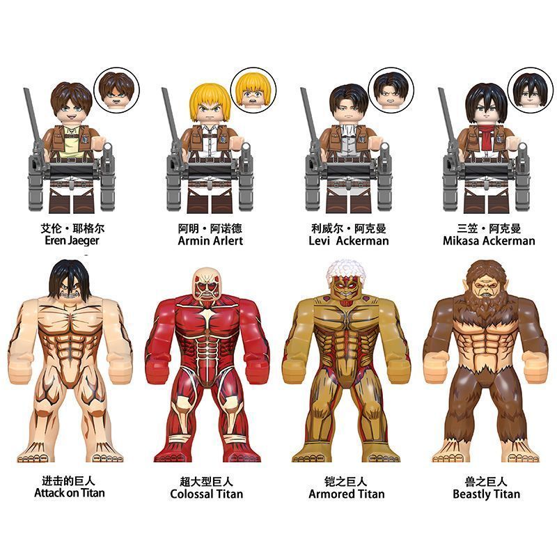 Compatível com figuras Lego Attack on Titan Mikasa Ackerman Arma de mobilidade tridimensional Armadura Bloco de construç