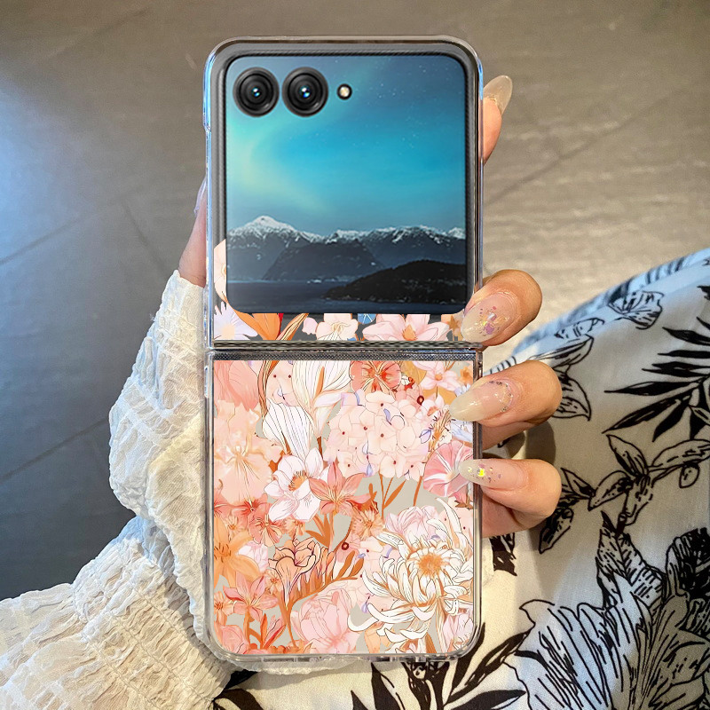 Flor Floral Padrão Caso De Telefone Para Motorola Razr 60 50 Ultra 50 40 À Prova