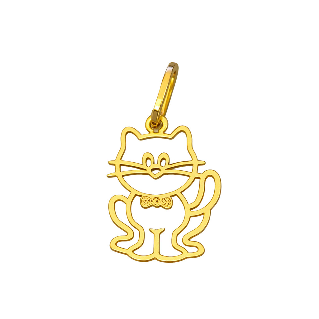 Pingente Ouro 18k Gato De Gravata Pet Gata Cat Garantia Joia teor 750