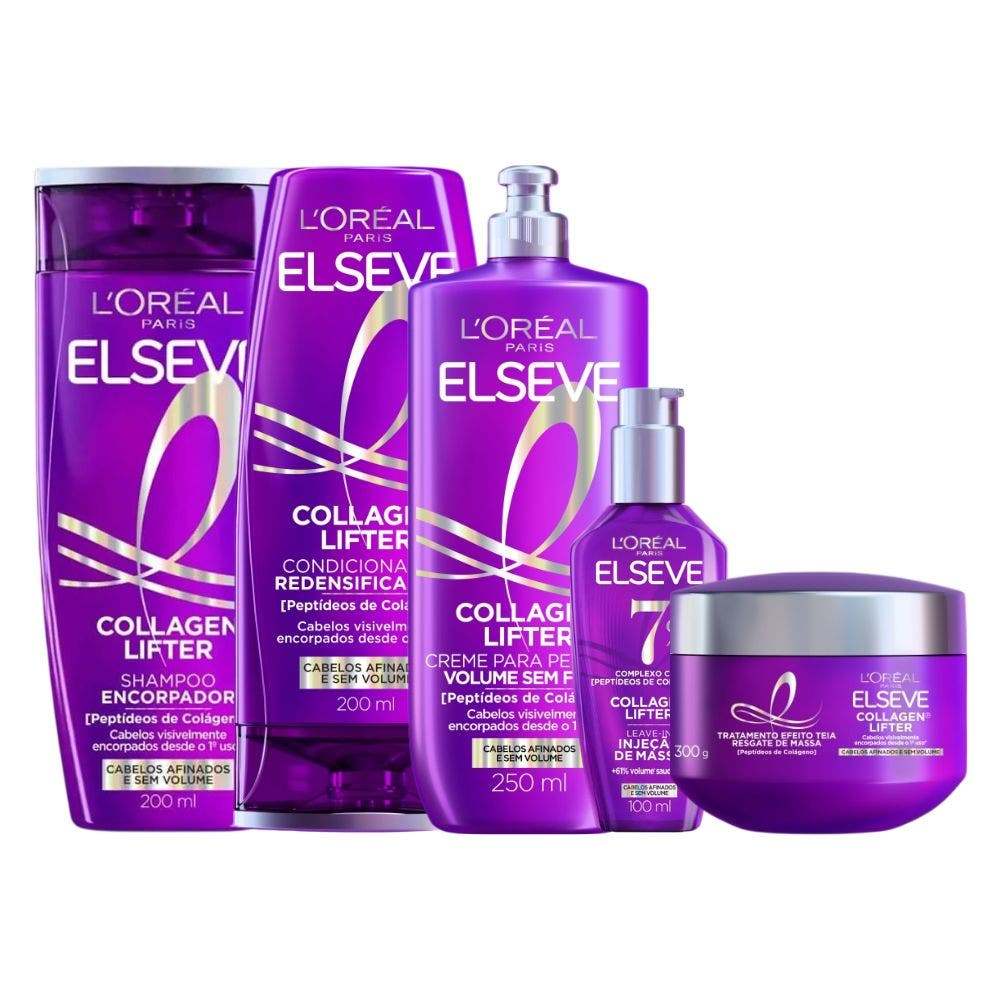 Kit Elseve Collagen Lifter Completo 5 Unidades 200ml Kit Elseve Collagen Lifter Completo 5 Unidades 200ml