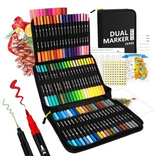Kit 60/120 Cores 2 Em 1 Pincel Caneta+Livro de colorir Para Letras E Dupla De Ponta Fina Marcador De Desenho Colorir em Oferta na Shopee