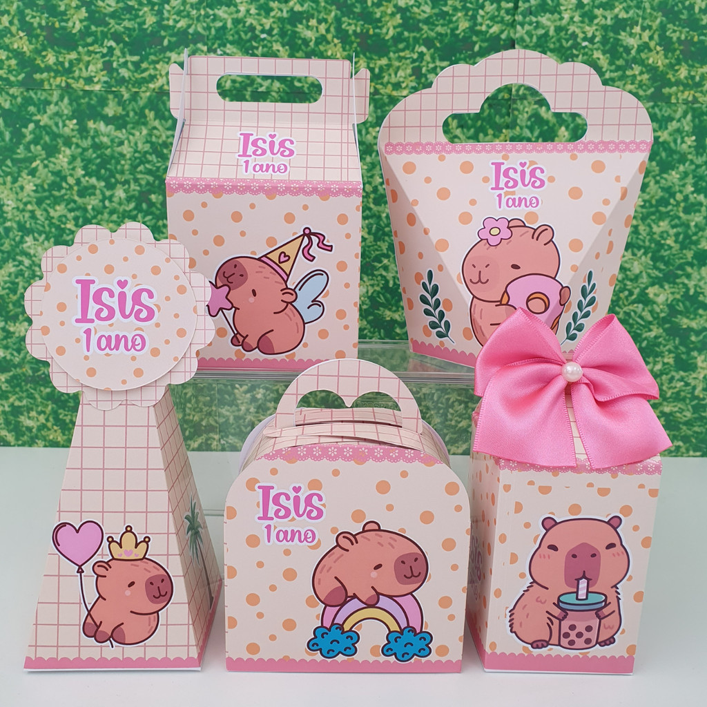 Kit Caixinhas Capivara - Lembrancinhas de Aniversário Personalizados Festa Decoração
