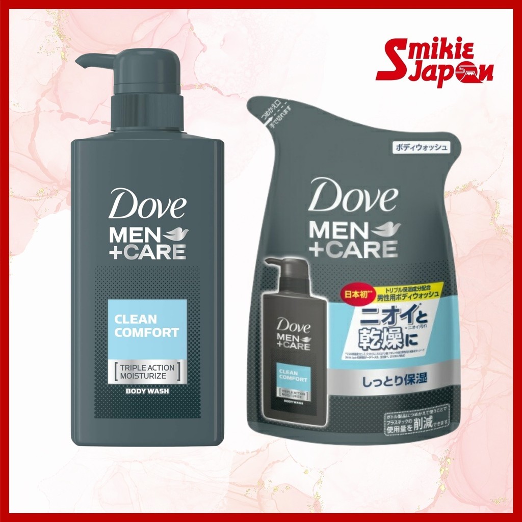 Dove Men + Care Body Wash Clean Comfort Pump 400g/Recarga 320g-Sabonete Corporal Com Aroma Floral Cítrico Limpo Direto Do Japão
