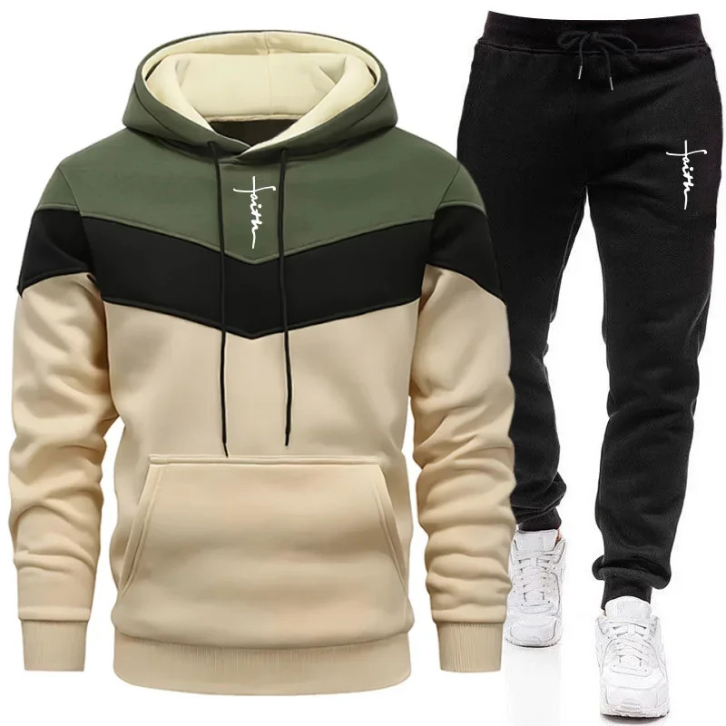 Confortável Casual esportes outono inverno de alta qualidade venda quente terno esportivo masculino moda moletom com cap