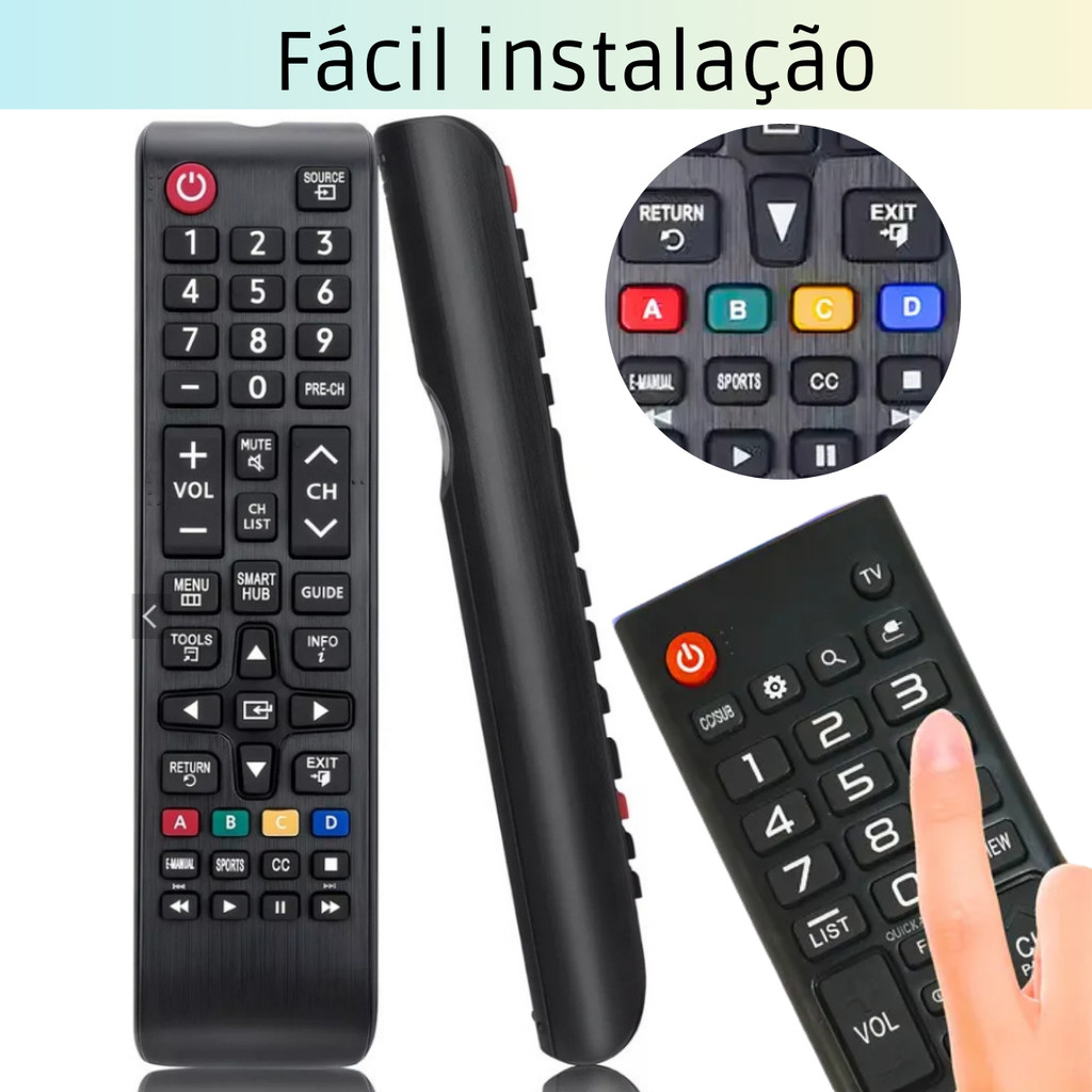 Controle Remoto Compatível Tv Samsung Smart Hub Substitui Controle Universal Alta Qualidade Fácil instalação