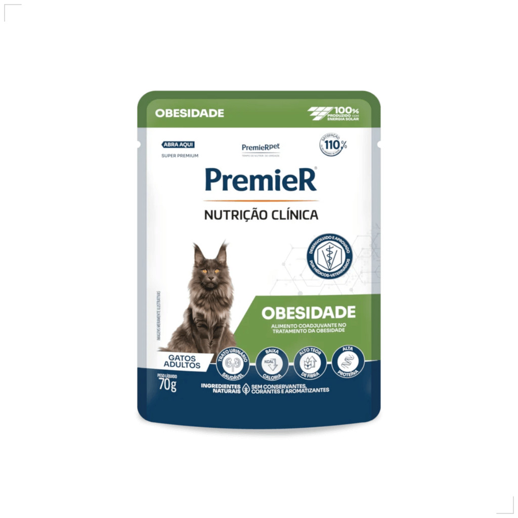 Ração Alimento PremieR Nutrição Clínica Úmidos Gatos Obesidade 70g