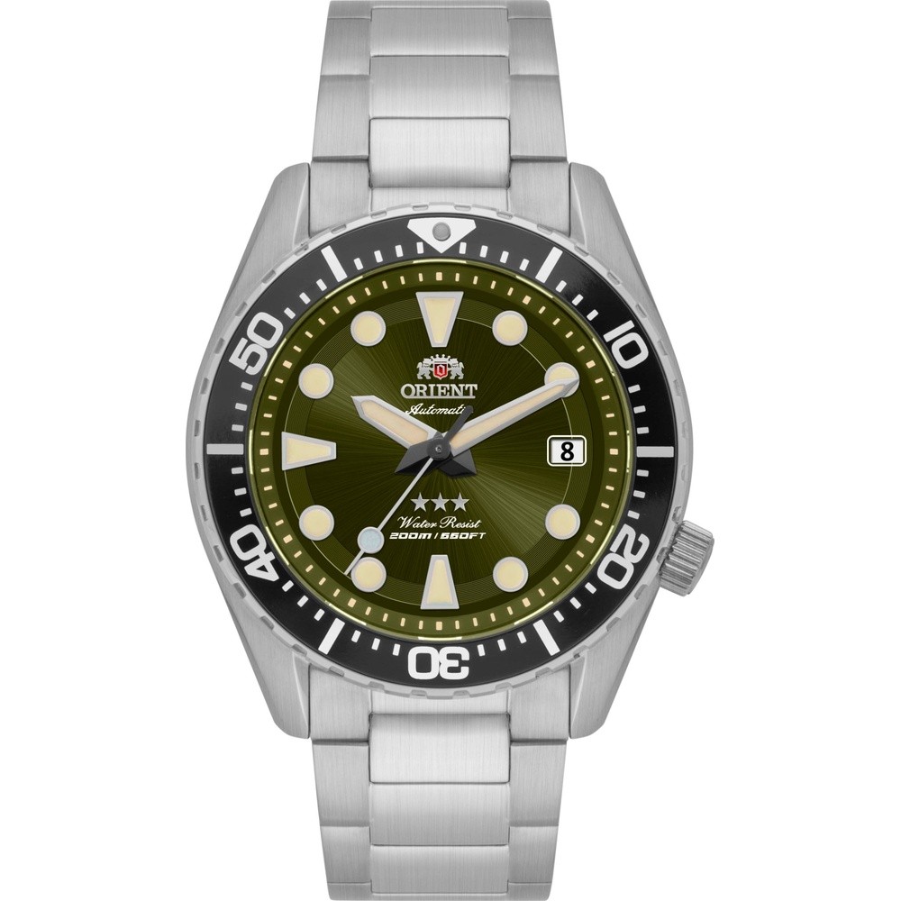 Relógio Orient Masculino Automático Sport Sea Aço Fundo Verde YN6SS011 E1SX Safira