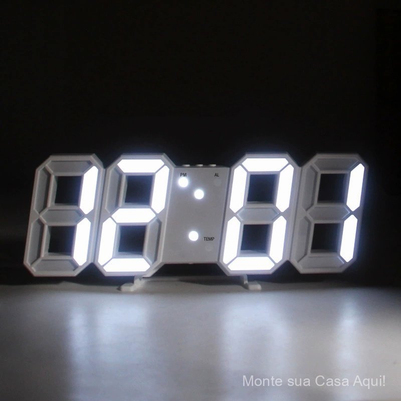 1/2/3 Unidades  RelóGio Despertador Branco 3d RelóGio Digital,MúLtiplas FunçõEs Tempo Exato